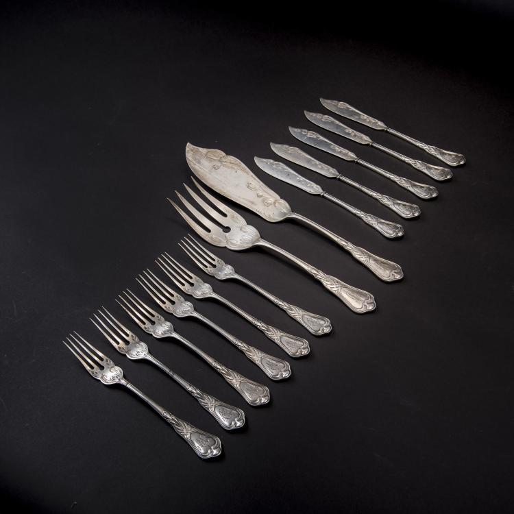 Bild 1 zu Objekt, 'Meadow Saffron' fish cutlery, 1902, Heinrich Vogeler, Wilkens & S&ouml;hne, Bremen, 138B 696