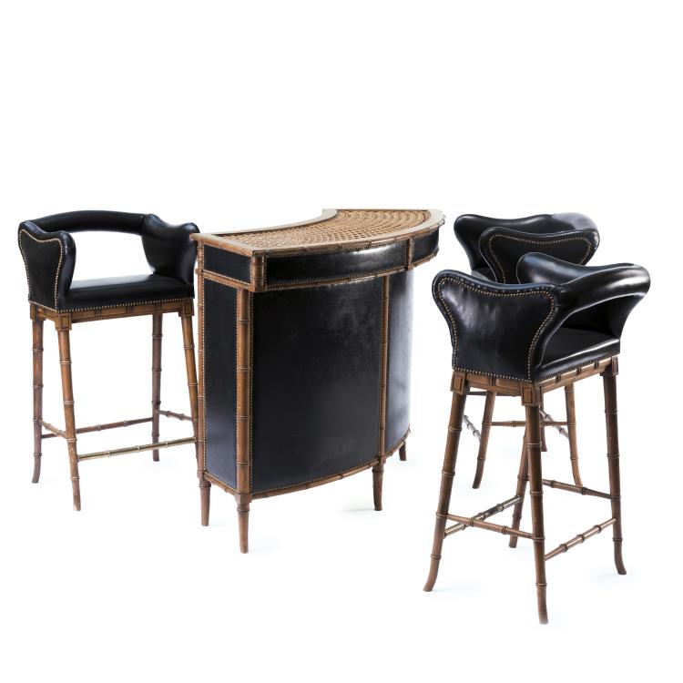 Hauptbild zu Objekt, Bar counter and three bar stools, 1920/30s, England (zugeschrieben), 139B 208