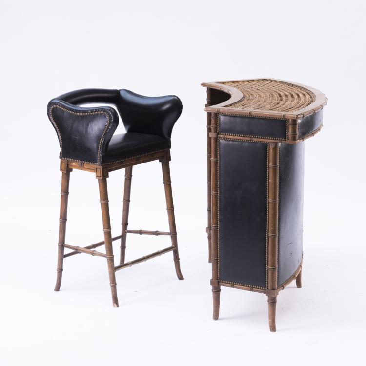 Bild 2 zu Objekt, Bar counter and three bar stools, 1920/30s, England (zugeschrieben), 139B 208