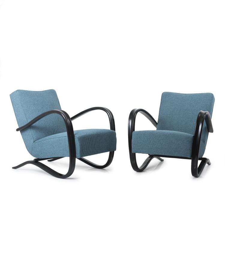 Hauptbild zu Objekt, Two 'H 269' easy chairs, 1930s / 1940s , Jindřich Halabala, Thonet Mundus, Tschechoslowakei (zugeschrieben), 139B 232