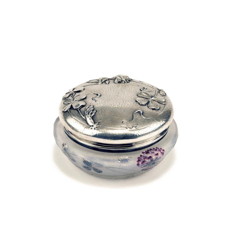 Hauptbild zu Objekt, Dose mit Silberdeckel 'Tr&egrave;fle en fleurs', um 1897, Daum Fr&egrave;res, Nancy, 138B 112
