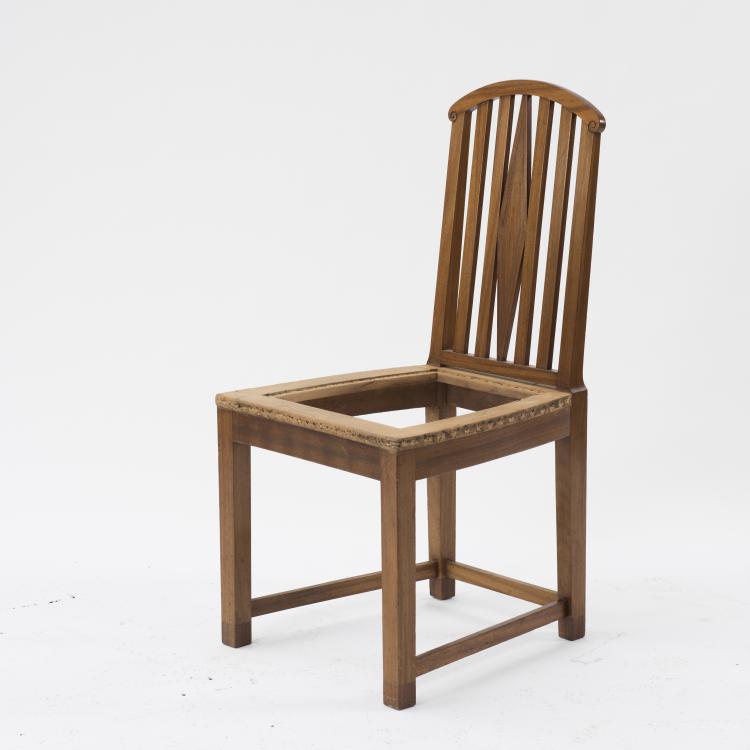 Bild 1 zu Objekt, Six side chairs, designed for the designer's first apartment in Berlin, 1907, Bruno Paul, Vereinigte Werkst&auml;tten, M&uuml;nchen, 139A 19