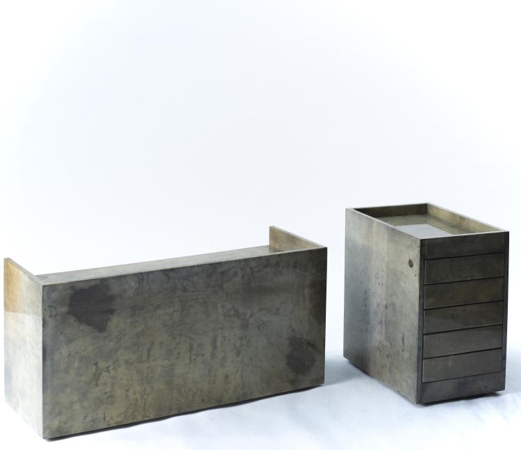 Bild 2 zu Objekt, Desk with container on wheels and shelf, c. 1965, Aldo Tura, Tura, Mailand, 140B 250