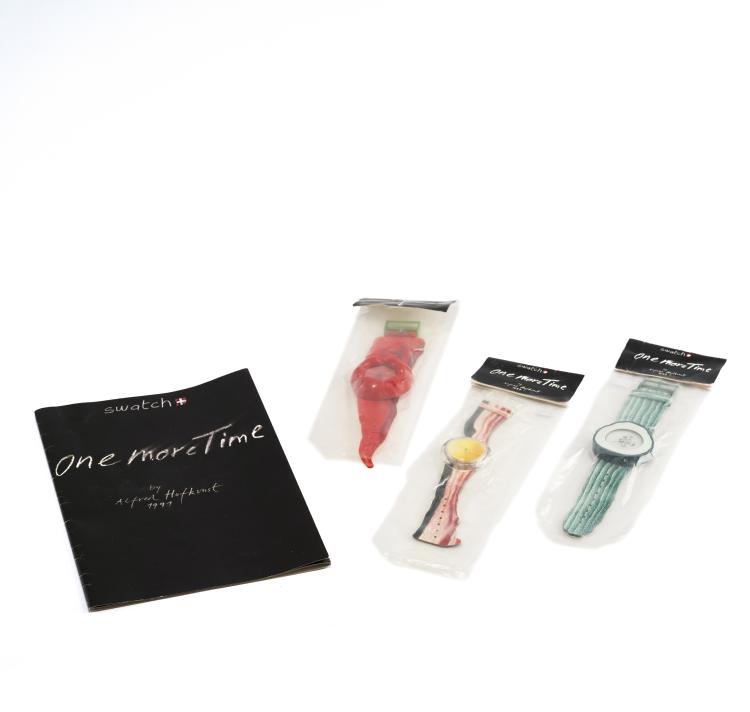 Hauptbild zu Objekt, Drei Armbanduhren 'One more time', 1991, Alfred Hofkunst, Swatch AG, Schweiz, 139B 634