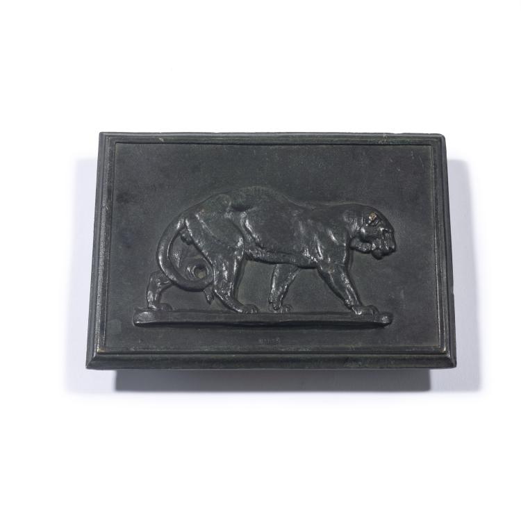 Hauptbild zu Objekt, 'Prowling lioness' bronze plaque, c1850, Antoine-Louis Barye, 138B 458
