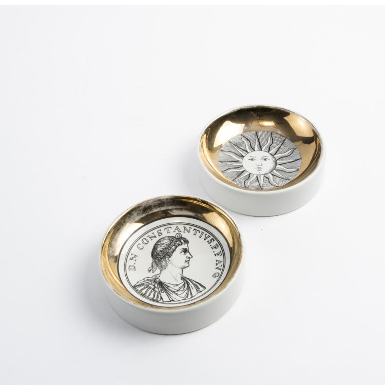 Bild 1 zu Objekt, Two ashtrays, 'Constantinus' and 'Sole', 1950/60s , Piero Fornasetti, Fornasetti, Mailand, 139B 388