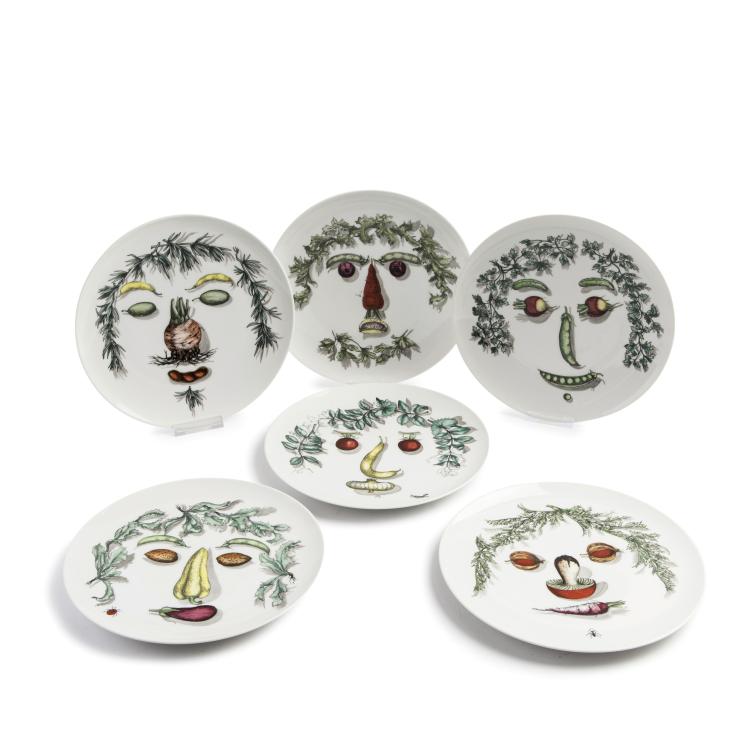 Hauptbild zu Objekt, Six 'Arcimboldesca' plates, 1950/60s, Piero Fornasetti, Fornasetti, Mailand, 139B 389