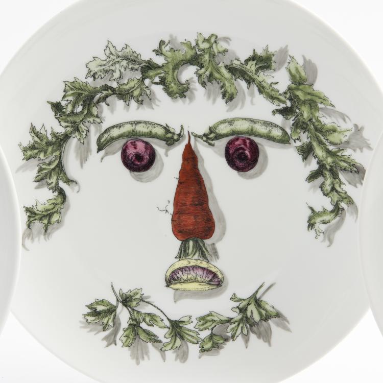 Bild 1 zu Objekt, Six 'Arcimboldesca' plates, 1950/60s, Piero Fornasetti, Fornasetti, Mailand, 139B 389