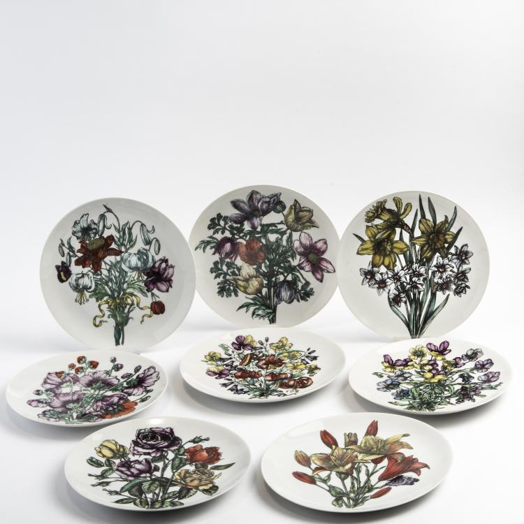 Bild 1 zu Objekt, Eight 'Fiori' plates, 1960s , Piero Fornasetti, Fornasetti, Mailand, 139B 400