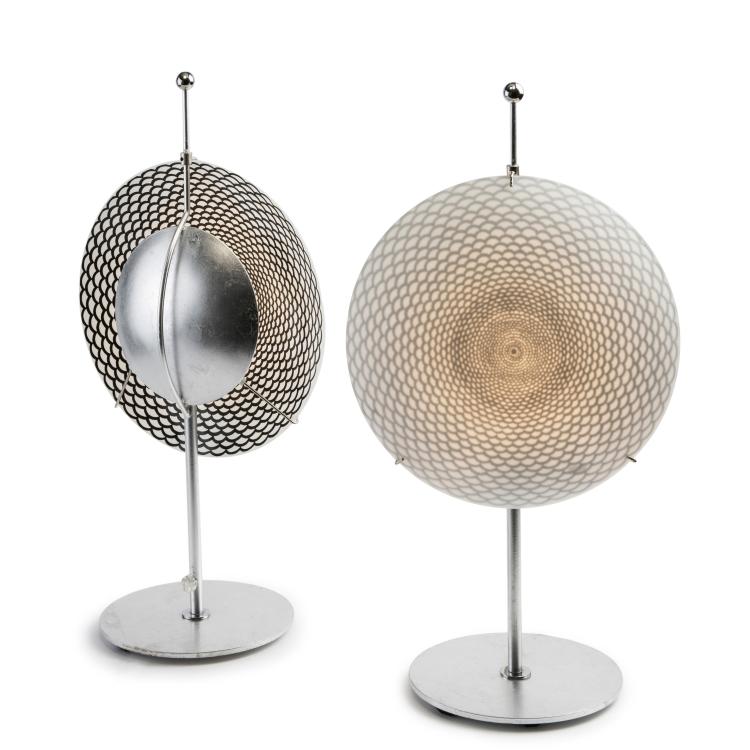 Hauptbild zu Objekt, Zwei Tischleuchten 'Ottica', um 1995, Barnaba Fornasetti, Antonangeli Illuminazione, Paderno Dugnano / Mailand; Fornasetti, Mailand, 139B 416