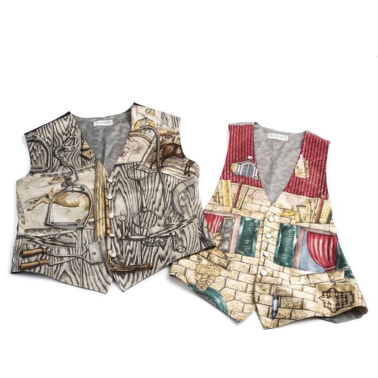 Hauptbild zu Objekt, Zwei Westen 'Architetto' und 'Cavallo', 1990er Jahre, Barnaba Fornasetti, Fornasetti, Mailand, 139B 410