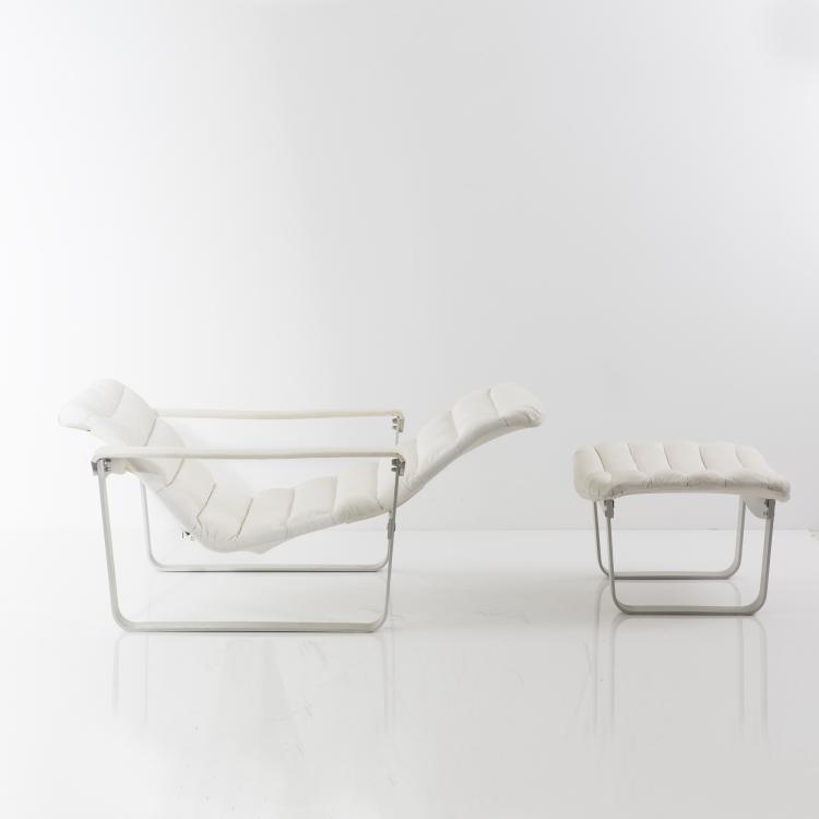 Bild 1 zu Objekt, 'Metal - pullka' easy chair with ottoman, 1968, Ilmari Lappalainen, Asko Oy, Helsinki, 139B 506