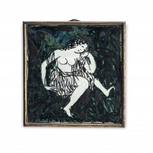'Foliage with female nude' tile 1919