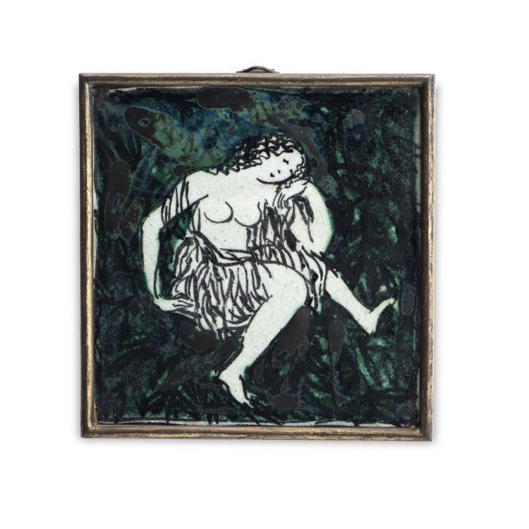 Hauptbild zu Objekt, 'Foliage with female nude' tile 1919, Max Laeuger, Laeuger, Max, Kandern, 138B 584