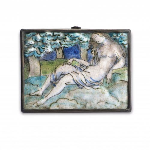 'Reclining nude in landscape' tile, 1921