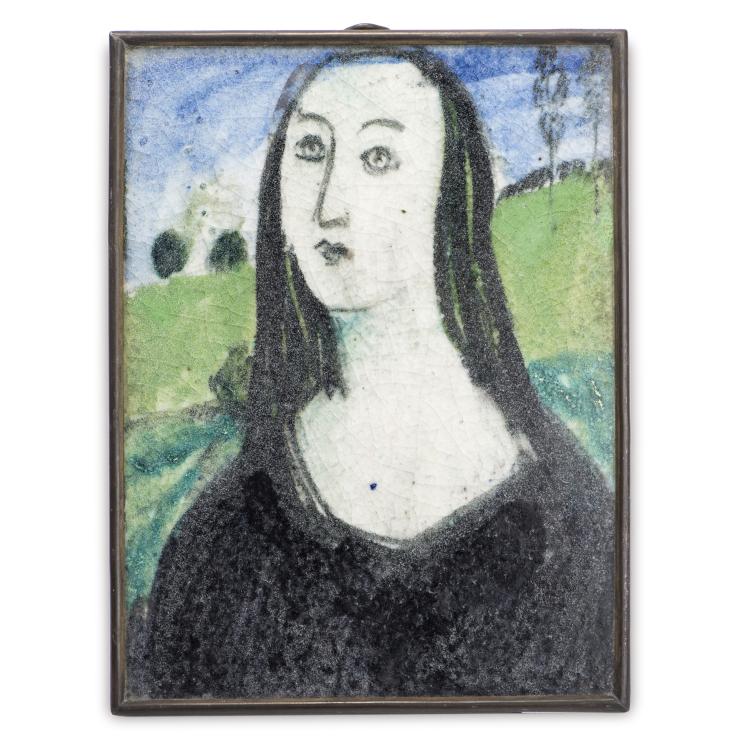 Hauptbild zu Objekt, 'Head-Madonna' tile, 1928, Max Laeuger, Laeuger, Max, 138B 582