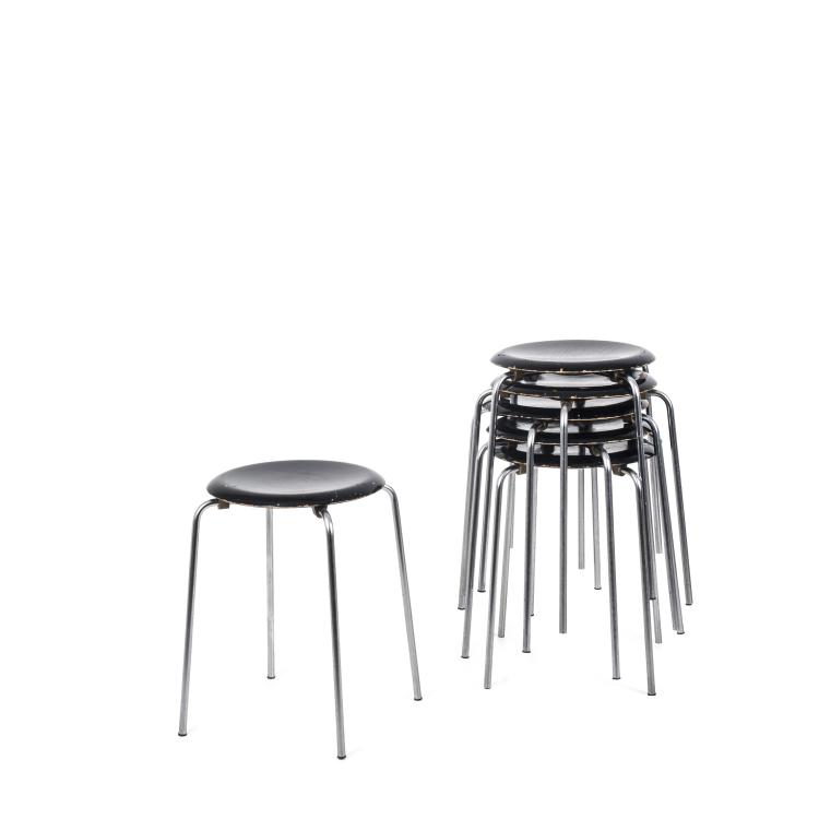 Hauptbild zu Objekt, Six 'Dot' - '3170' stacking stools, c. 1955, Hansen, Fritz, Aller&ouml;d, 139B 311