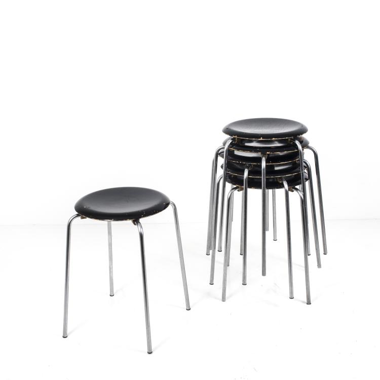 Bild 1 zu Objekt, Six 'Dot' - '3170' stacking stools, c. 1955, Hansen, Fritz, Aller&ouml;d, 139B 311
