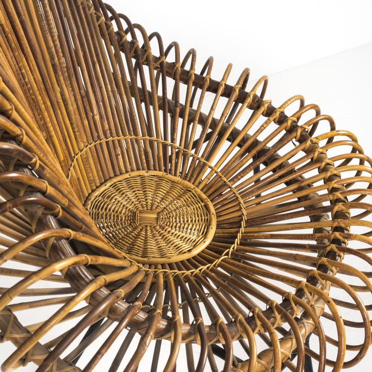 Bild 1 zu Objekt, Wicker chair and ottoman, c. 1955, Janine Abraham, Edition Rougier, Frankreich (zugeschrieben), 139B 327