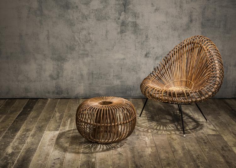 Bild 3 zu Objekt, Wicker chair and ottoman, c. 1955, Janine Abraham, Edition Rougier, Frankreich (zugeschrieben), 139B 327