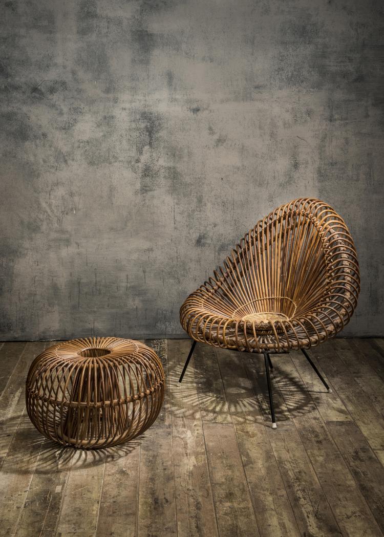Bild 4 zu Objekt, Wicker chair and ottoman, c. 1955, Janine Abraham, Edition Rougier, Frankreich (zugeschrieben), 139B 327