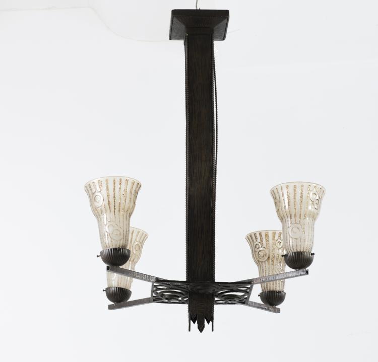 Bild 1 zu Objekt, Ceiling light, c1930, Edgar Brandt, Daum Fr&egrave;res, Nancy, 138B 185