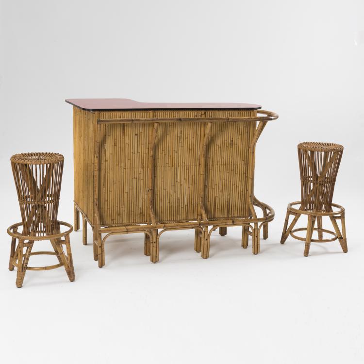 Bild 1 zu Objekt, Bar mit zwei Barhockern, um 1955, Italien, 139B 319