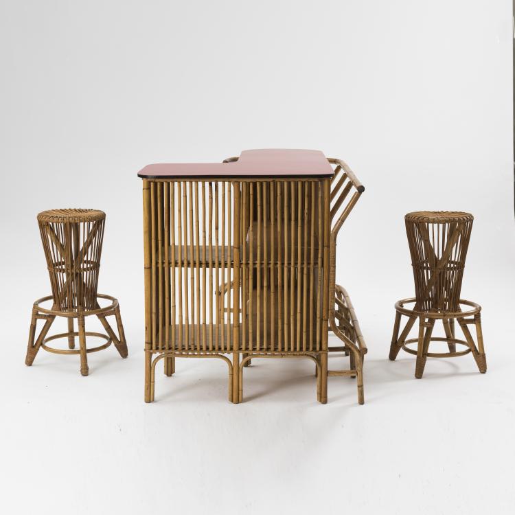 Bild 2 zu Objekt, Bar mit zwei Barhockern, um 1955, Italien, 139B 319