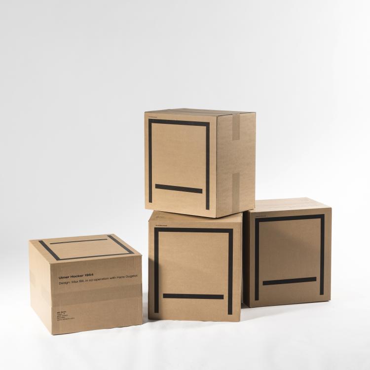 Bild 1 zu Objekt, Vier 'Ulmer Hocker', 1953, Max Bill, Kriens - Werkstatt f&uuml;r Behinderte, und M&ouml;belfabrik, Muotathal f&uuml;r Wohnbedarf AG Z&uuml;rich wb form, Z&uuml;rich, 143B 324