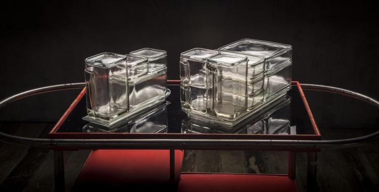 Hauptbild zu Objekt, 'Kubus-Geschirr', 1938, Wilhelm Wagenfeld, Vereinigte Lausitzer Glaswerke, Wei&szlig;wasser, 139A 83