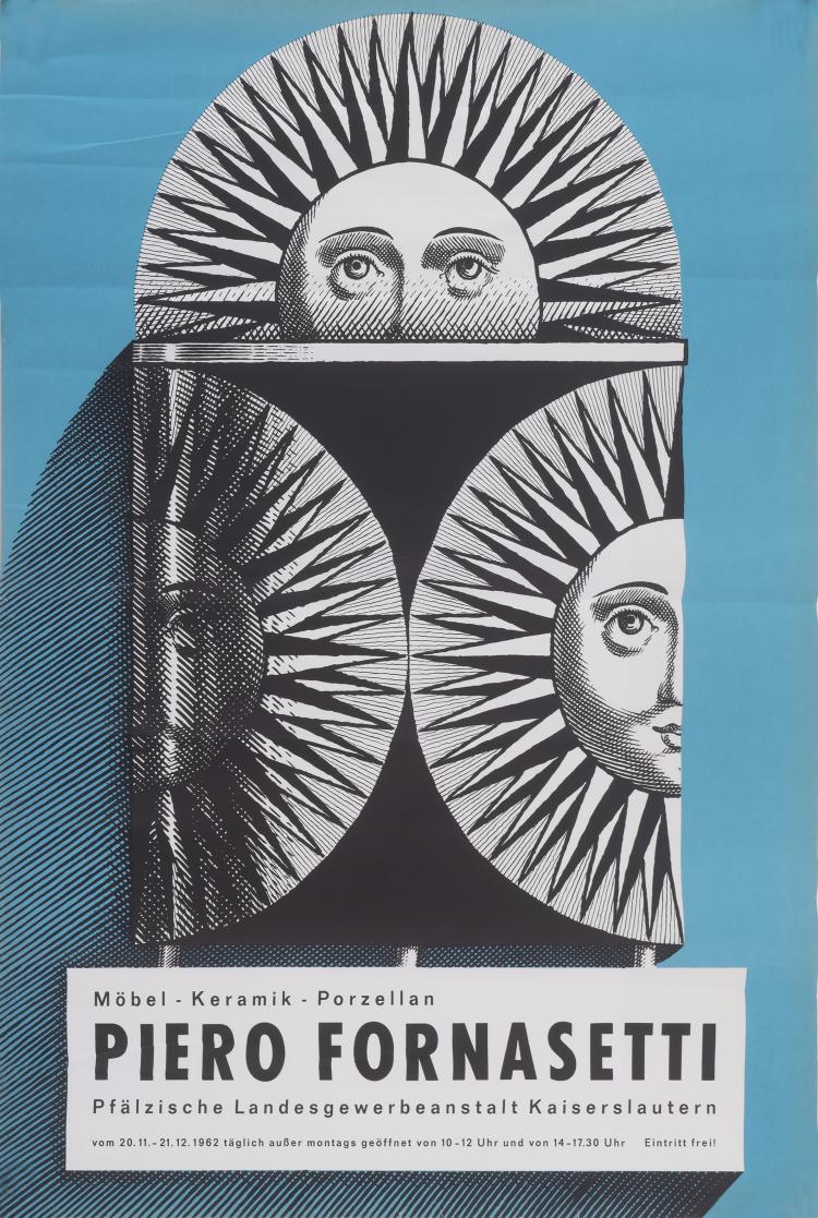 Hauptbild zu Objekt, Ausstellungsplakat 'Pf&auml;lzische Landesgewerbeanstalt Kaiserslautern', 1962, Piero Fornasetti, 140B 355