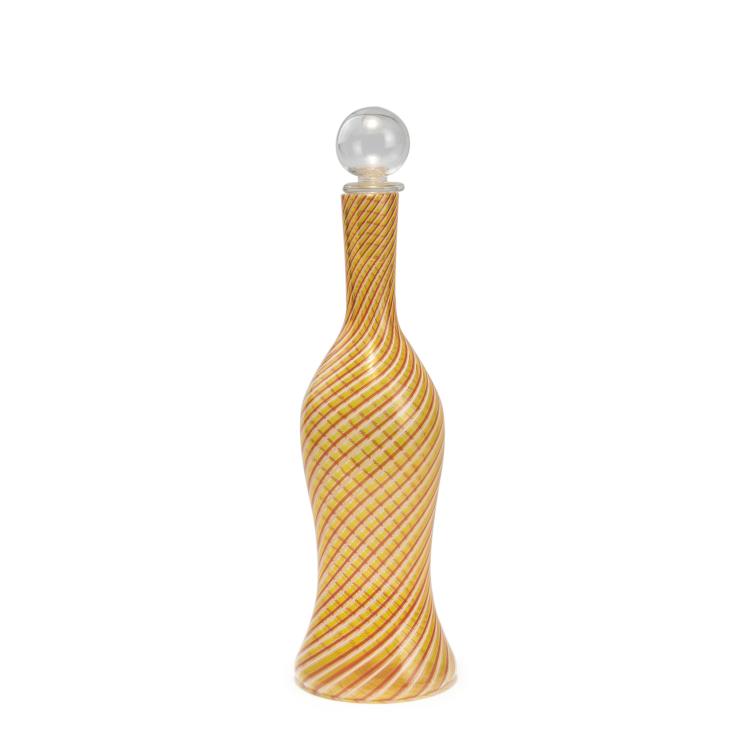 Hauptbild zu Objekt, 'Filigrana semplice girata' bottle and stopper, 1964, Gino Poli, Toso, Aureliano, Murano, 140C 587