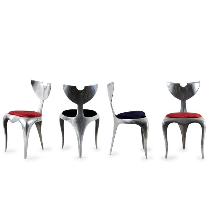 Hauptbild zu Objekt, Vier St&uuml;hle 'Whaletail', 1989, Studio Mark Brazier-Jones, Buckland, Buntingford., 139B 631