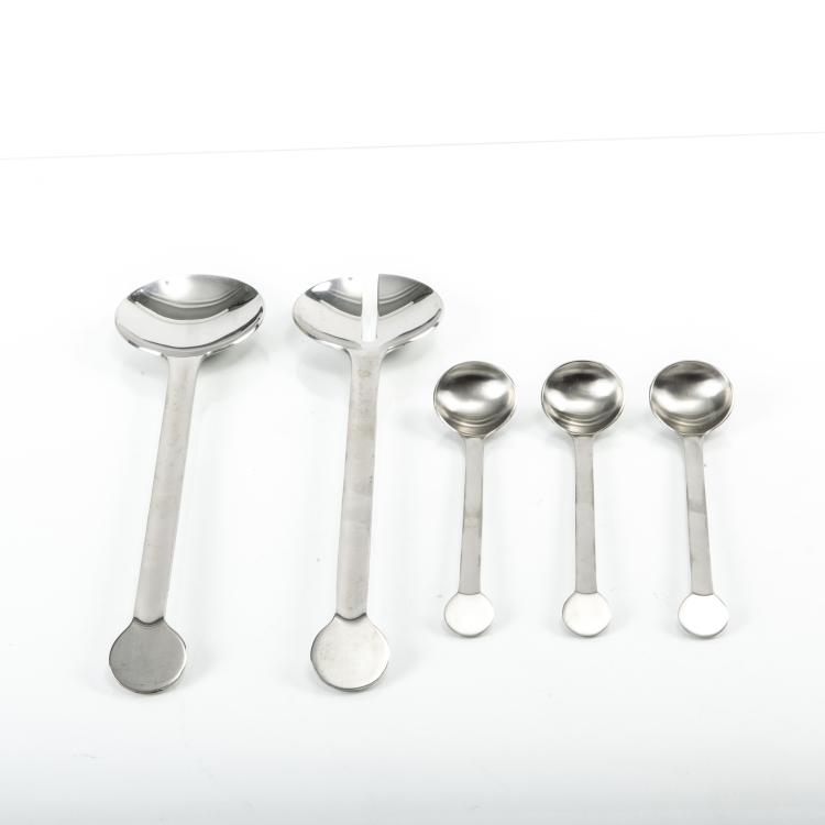 Bild 1 zu Objekt, Salatbesteck 'Kurili' - '3105A' und 3 L&ouml;ffel '3090A', 1970/73 , Enzo Mari, Danese, Mailand, 140A 69