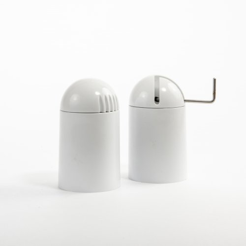 'Faraglioni' pepper grinder and salt cellar and two candle stands '3063A', 1962