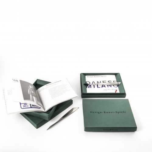 Catalogue Box 'Design-Kunst-Spiele' with paper knife 'Ameland' (1961/62), 1989