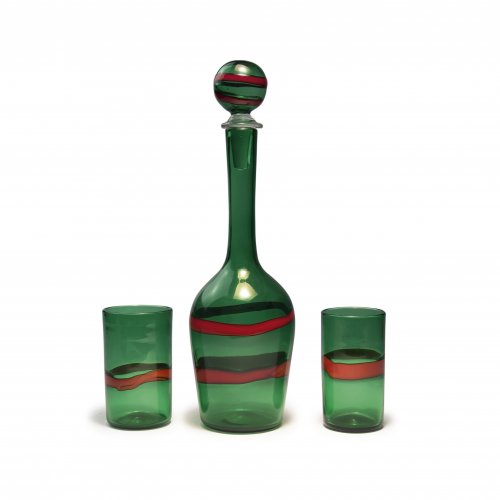 'A fasce' bottle and two tumblers, 1958-60