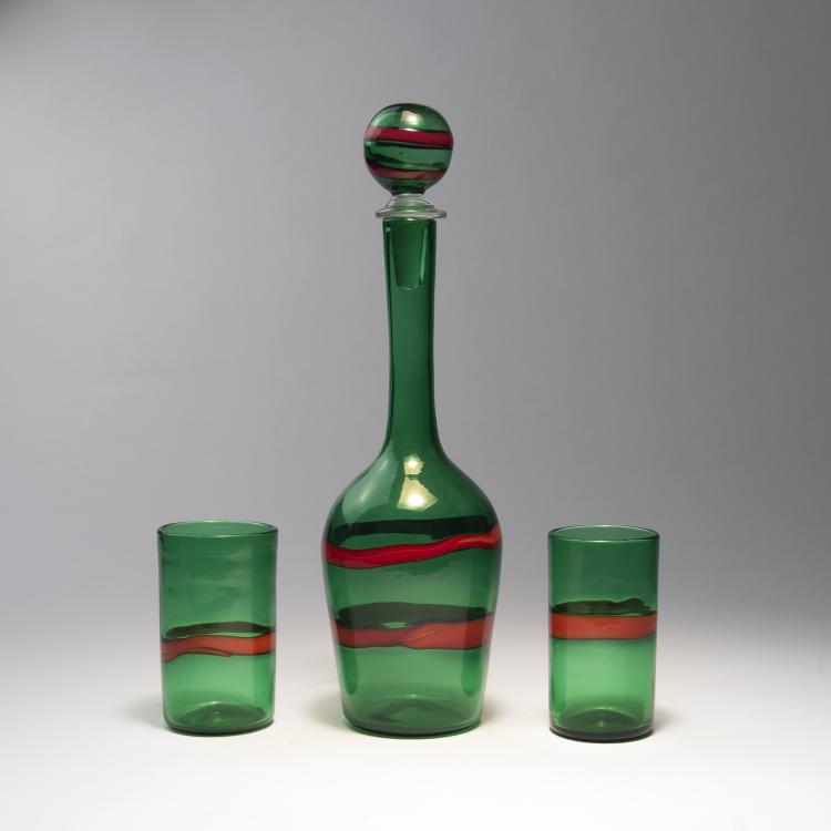 Bild 1 zu Objekt, 'A fasce' bottle and two tumblers, 1958-60, Fulvio Bianconi, Venini & C., Murano, 140C 550