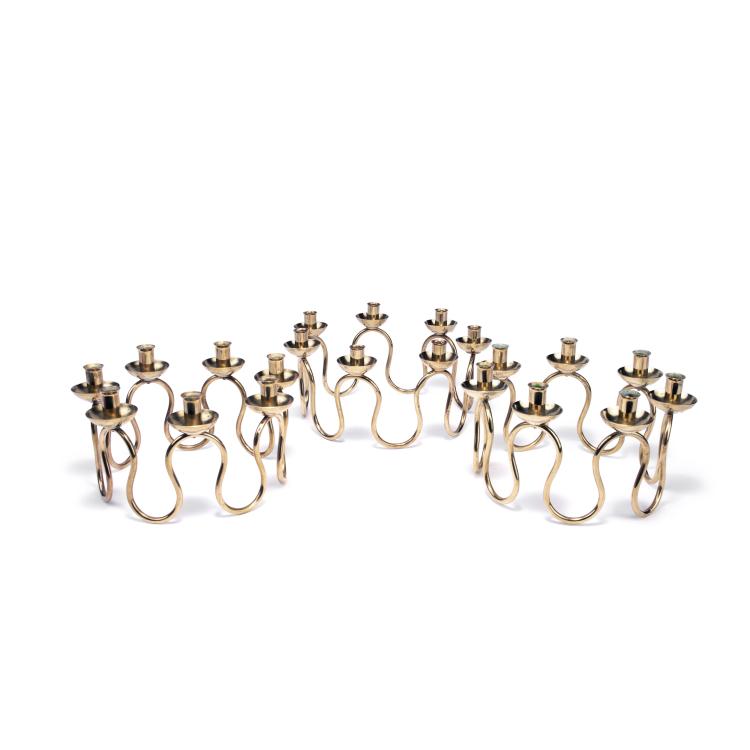 Hauptbild zu Objekt, Three candlesticks, c. 1960, Lars Holmstr&ouml;m, Svensk Tenn, Stockholm, 140D 746