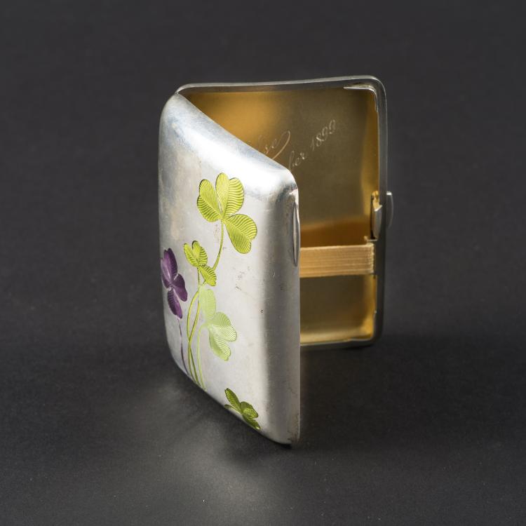 Hauptbild zu Objekt, Zigarettendose 'Klee', 1899, Scheid, G.A., Wien, 141C 675