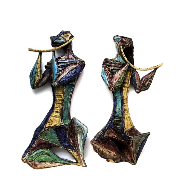 Hauptbild zu Objekt, Two relief sculptures, 'Satiro musicante femminile' and 'Satiro musicante', 1958, Marcello Fantoni, Fantoni, Marcello, Florenz, 140B 210