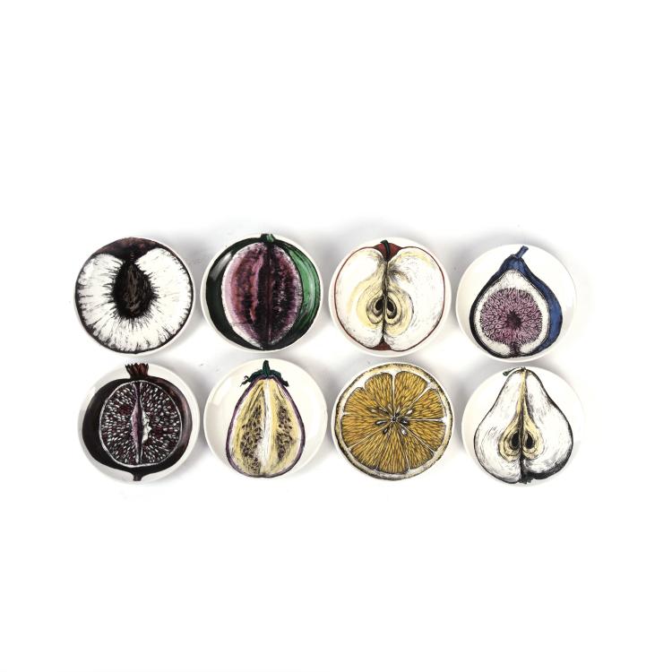 Hauptbild zu Objekt, Acht Untersetzer 'Sezioni di frutta', 1950/60er Jahre, Piero Fornasetti, Fornasetti, Mailand, 140B 334