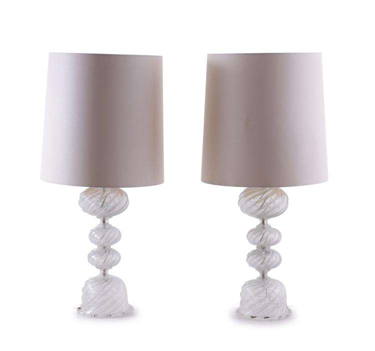 Hauptbild zu Objekt, Two table lights, 1950s, Barovier & Toso, Murano (zugeschrieben), 140B 169