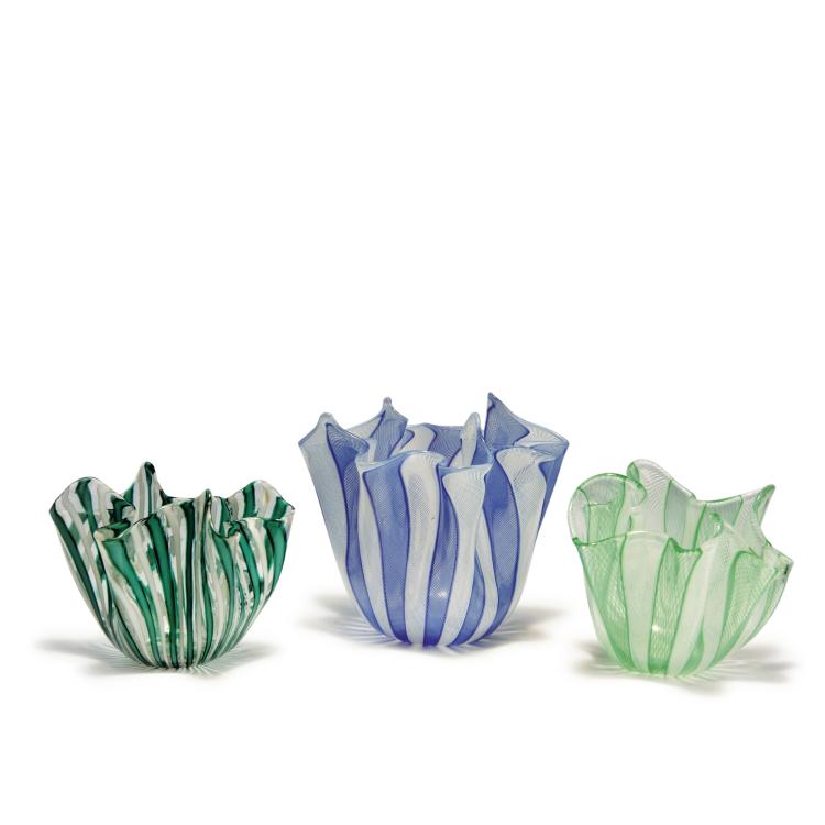 Hauptbild zu Objekt, Three 'Fazzoletto' vases, c. 1950, Fulvio Bianconi, Venini & C., Murano, 140C 492