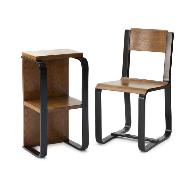 Hauptbild zu Objekt, Chair and small shelf, c. 1940, Maggioni, Gino, Varedo (zugeschrieben)., 140B 104