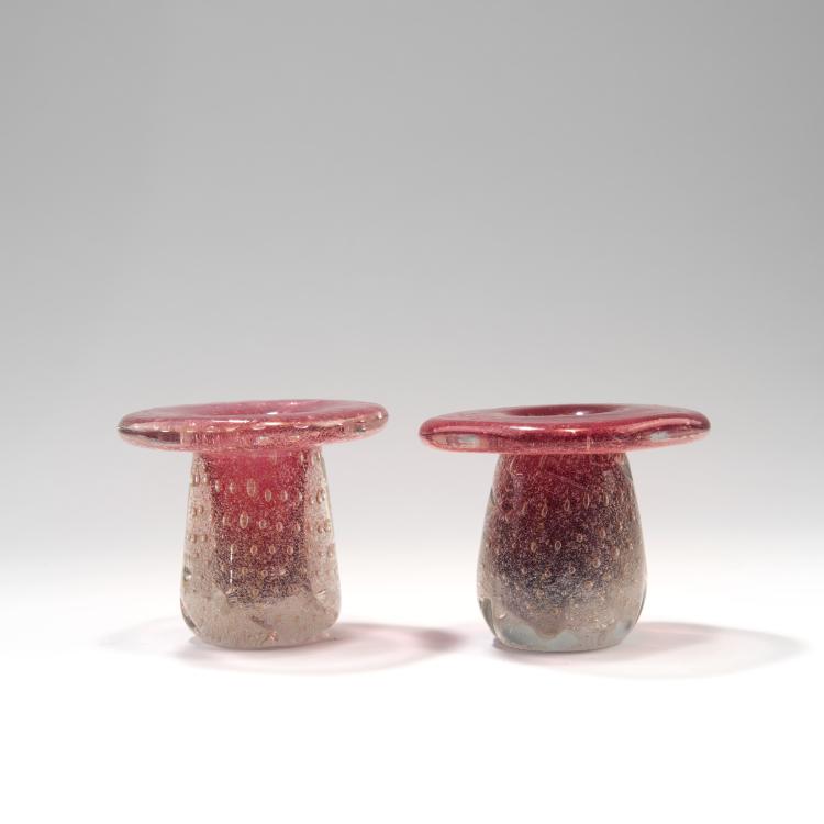 Bild 1 zu Objekt, Zwei Kerzenhalter 'Sommerso a bollicine', um 1936, Carlo Scarpa, Venini & C., Murano, 140C 453