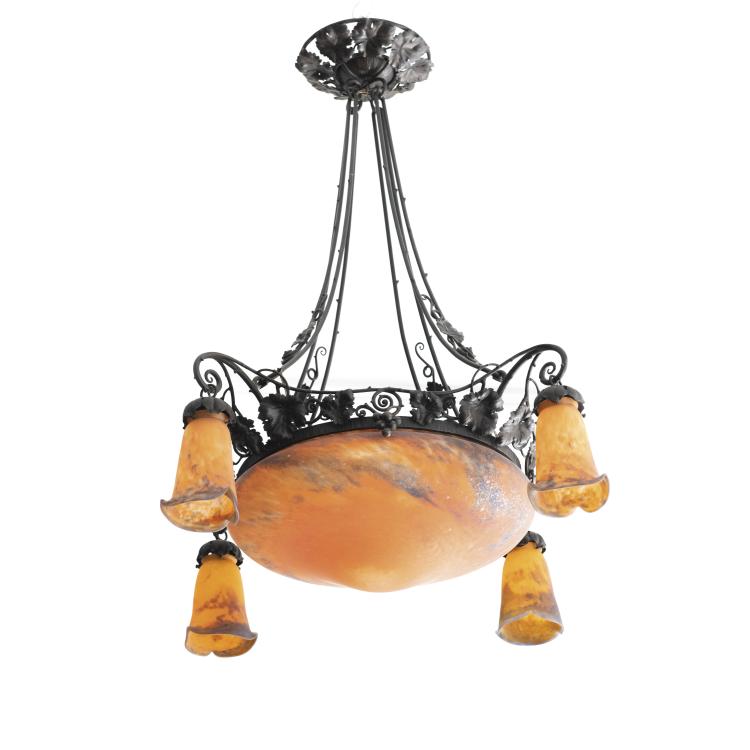 Hauptbild zu Objekt, Deckenleuchte, um 1925, Muller Fr&egrave;res, Lun&eacute;ville, 141A 228