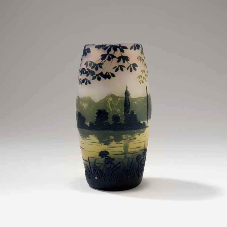 Hauptbild zu Objekt, Vase 'Paysage lacustre', 1915-20, De Vez; Tutr&eacute; de Varreux, Camille; Pantin, Cristallerie de, 141A 188