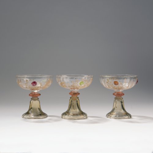 Three champagne glasses from the 'Chrysanthèmes' set, 1903