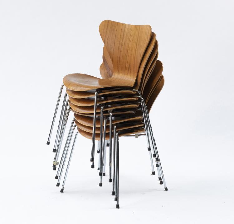 Bild 1 zu Objekt, Eight '3107' side chairs, 1955, Arne Jacobsen, Fritz, Hansen, Aller&ouml;d, 140D 706